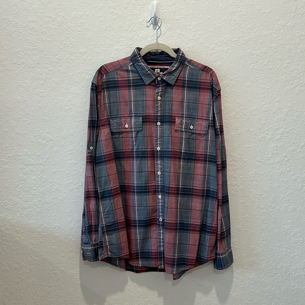 Tommy Hilfiger red and blue lumber shirt